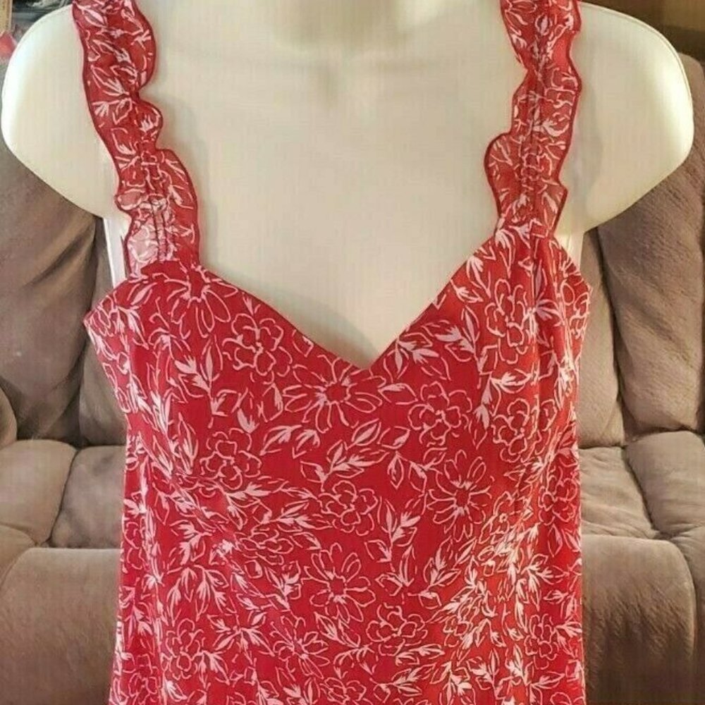 Connected Apparel Red/White Flower Summer Dress